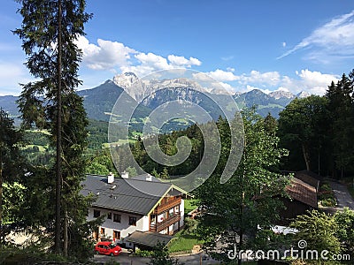 Village at the Foot of the Austrian Mountain Range Editorial Stock Photo