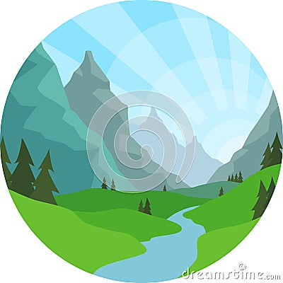 Mountain View Background Vector Illustration