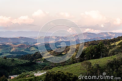 Mountain view from farm in Cunha, Sao Paulo. Mountain range in t Stock Photo