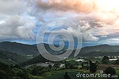 Mountain view rainy season Black cloud Stock Photo