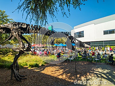 Employees working outdoors at Googleplex headquarters main office Editorial Stock Photo