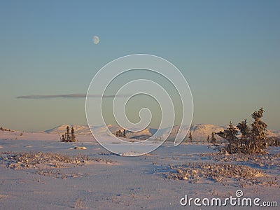 Mountain view in winter wonderland in Tuddal, Norway Stock Photo