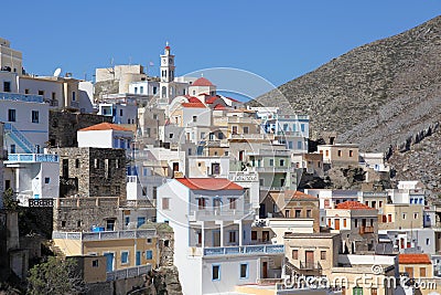 The mountain village Olympos on Karpathos Stock Photo