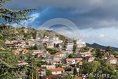 Mountain Village Pedoulas in Nicosia district, Troodos mountains, Cyprus Stock Photo