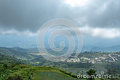 Mountain villages and roads on the mountain. Stock Photo