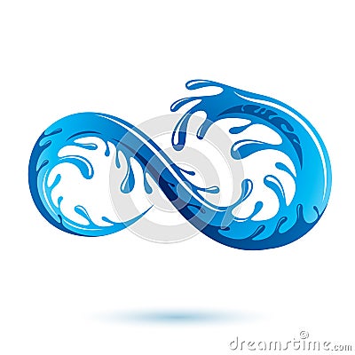 Mountain water spring vector logo for use as marketing design symbol. Vector Illustration