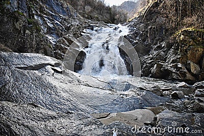 Mountain waterfall on the river Vucjanka in Serbia Stock Photo