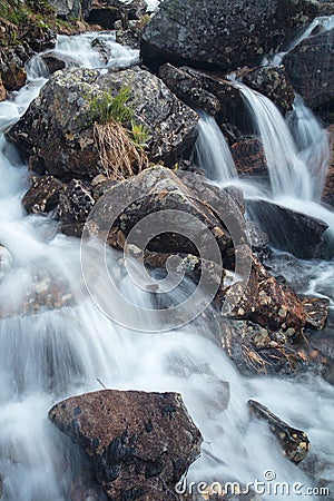 Mountain waterfall. Very beautiful landscape with mountain waterfal Stock Photo