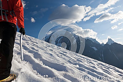 Mountaineer alone glacier Stock Photo