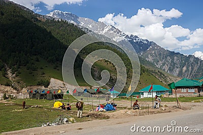 Mountaineer camp and landscape Editorial Stock Photo