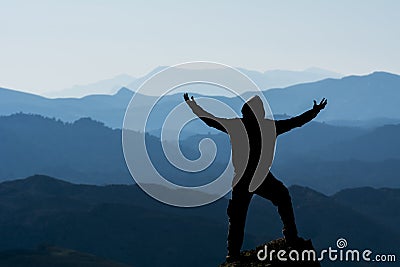 Mountaineer and mountains Stock Photo