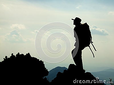 Mountaineer Silhouette Stock Photo
