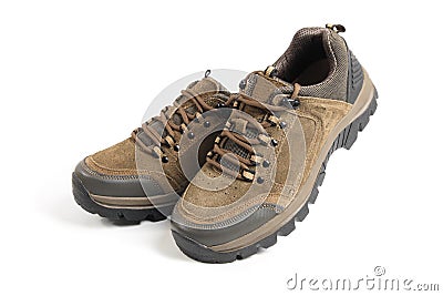 Mountaineering hiking shoes Stock Photo