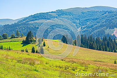 mountainous countryside at high noon. Stock Photo