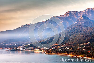 Mountainous Relief of Thasos Island Stock Photo