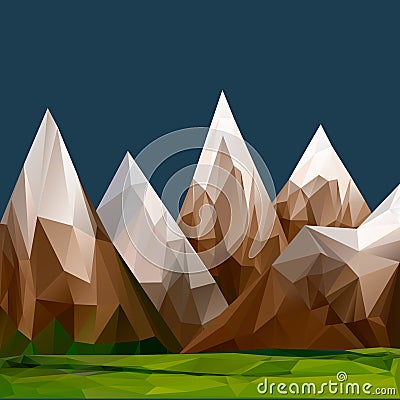 Mountainous terrain, polygonal background Cartoon Illustration