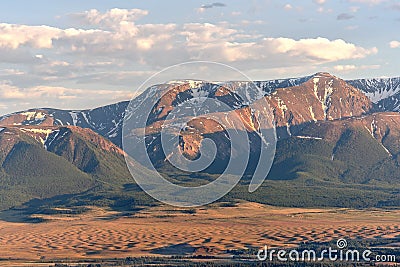 Mountains aerial view steppe forest Stock Photo