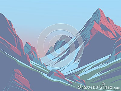 Mountains in the afternoon Vector Illustration
