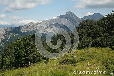 Mountains of the Apuan Alps. The Pizzo d`Uccello Stock Photo