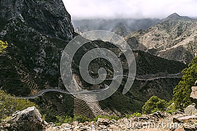 The mountains of the area around Vallehermoso on La Gomera, Spain Stock Photo