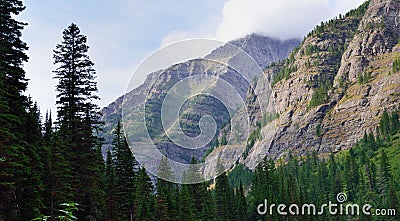 Mountains around the Avalanche lake Stock Photo