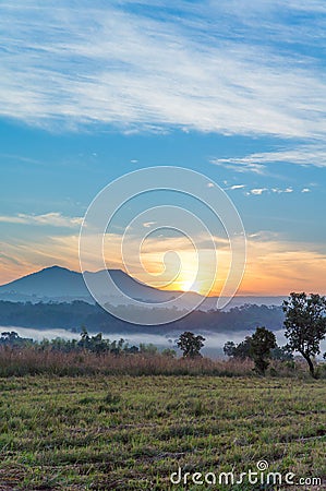 Mountains, autumn scenic sunrise, Landscapes in Thailand Stock Photo