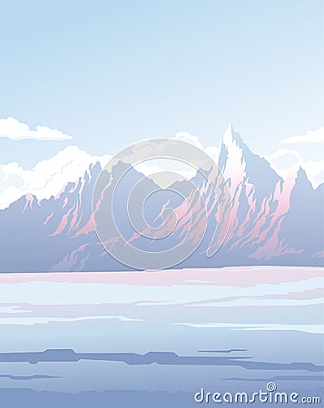 LANDSCAPE WITH MOUNTAINS Vector Illustration