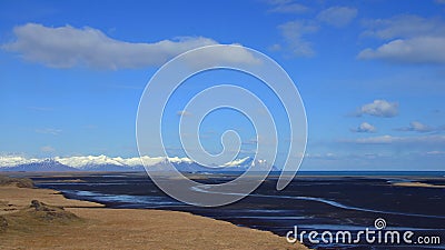 Mountains and beach near Hofn in east fjords in Iceland Stock Photo