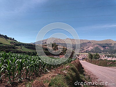 Mountains and blue sky background Stock Photo