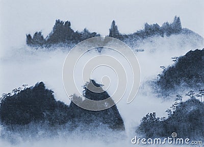 Mountains and clouds at dusk Stock Photo