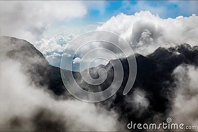 Mountains with clouds. Plateau ` End of the World ` , Horton, Sri Lanka Stock Photo