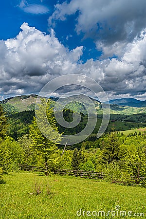 Mountains in clouds in Ukraine Stock Photo