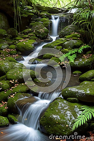 a mountains and countryside, a Waterfall area Stock Photo