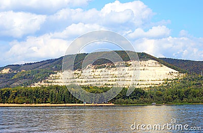 Mountains covered by trees. Russian nature. Stock Photo