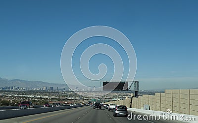 View of Las Vegas from the Highway, daytime Editorial Stock Photo