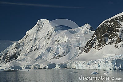 Mountains & glaciers with icefalls Stock Photo