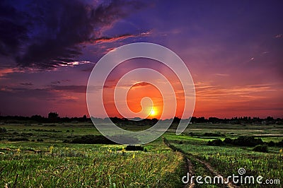 Mountains hills clouds sky sun sunset Stock Photo