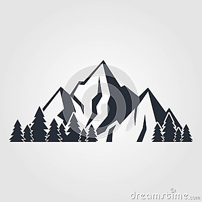 Mountains icon isolated on white background. Vector illustration Vector Illustration