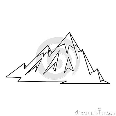 Mountains icon, outline style Vector Illustration