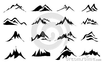 Mountains Icons Set Vector Illustration