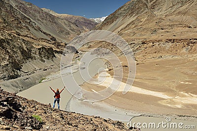 Mountains in Ladakh in India. Zanskar river Stock Photo
