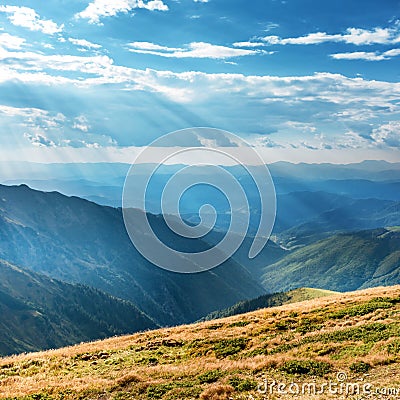 Mountains landscape with blue hills Stock Photo