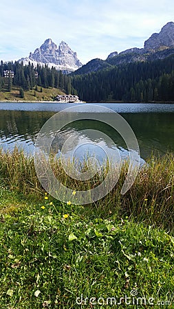 Natural Lake With Mountains Landscapes Stock Photo
