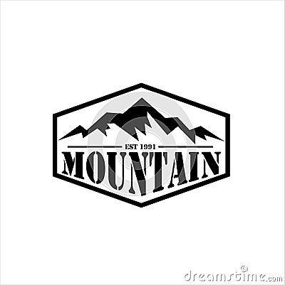 Mountains logo vector illustration. Outdoor adventure expedition, mountains silhouette shirt, Vector Illustration