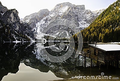 Mountains mirrored in the lake Stock Photo