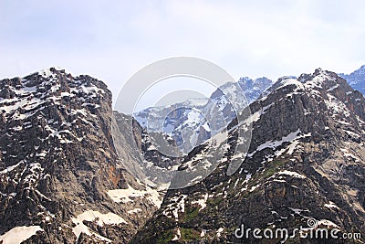 The mountains near Anzob pass in May, Tajikistan Stock Photo