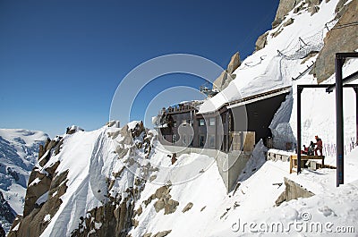 Mountains Peak Aiguille du Midi, CHAMONIX, France Stock Photo