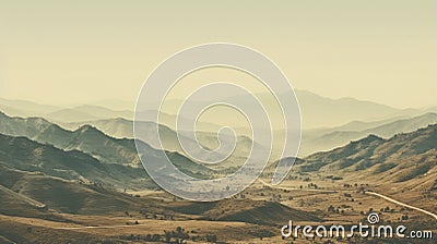 Scenic Mountain Range With Muted Earth Tones - Retro Filtered Uhd Image Stock Photo