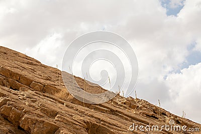 Mountains, rocks and hills of Judean desert in Israel, Middle East landmarks of Old Testament Bible times. Aerial view Stock Photo
