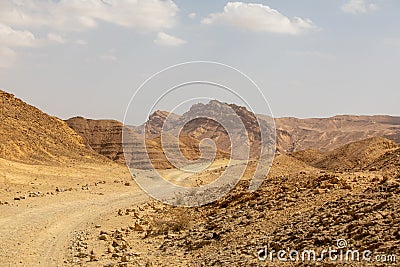 Mountains, rocks and hills of Judean desert in Israel, Middle East landmarks of Old Testament Bible times. Aerial view Stock Photo